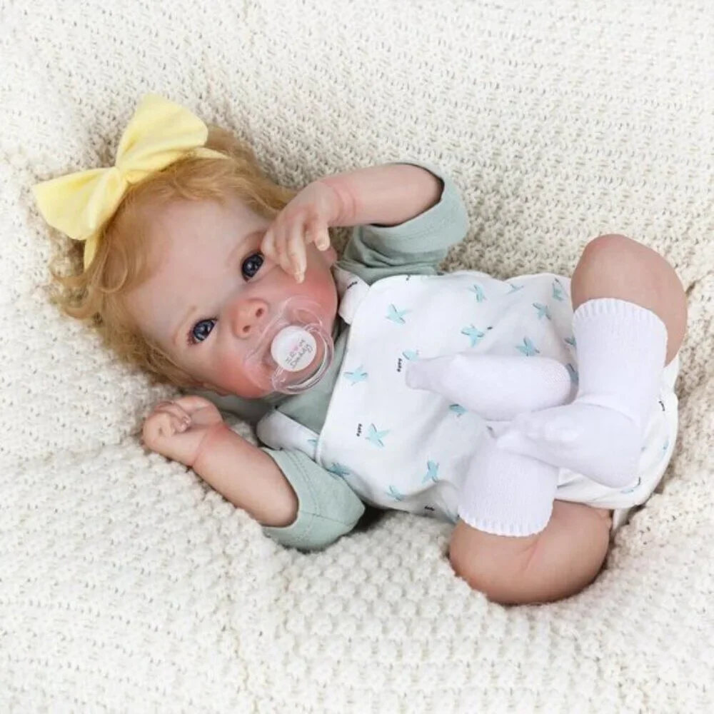 Realistic Reborn Baby Dolls Girl 18-Inch White Green Newborn Dolls Birthday Gift